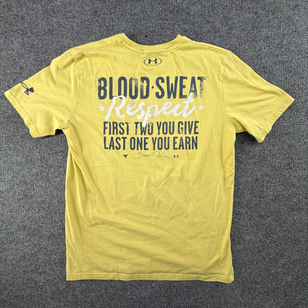 Under Armour Project Rock Respect Shirt Mens Med Yellow Dwayne The Rock Johnson